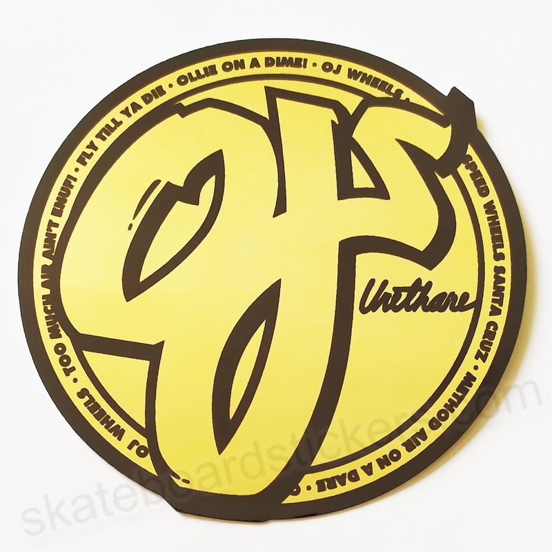 OJ Wheels – Foil Skateboard Sticker – 8cm across approx