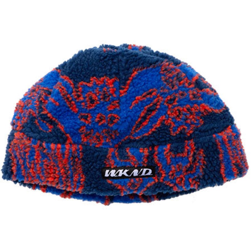 WKND Skateboards Temple Fleece Beanie Navy/ Red One size fits all