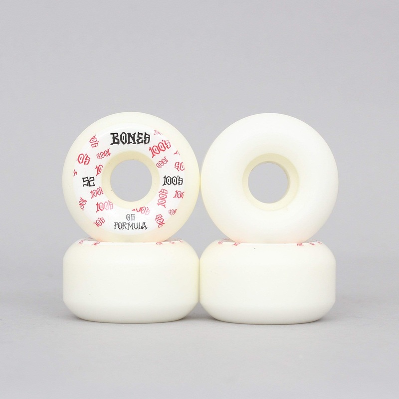 Bones 52mm 100’s V5 #3 Sidecut Skateboard Wheels White / Red