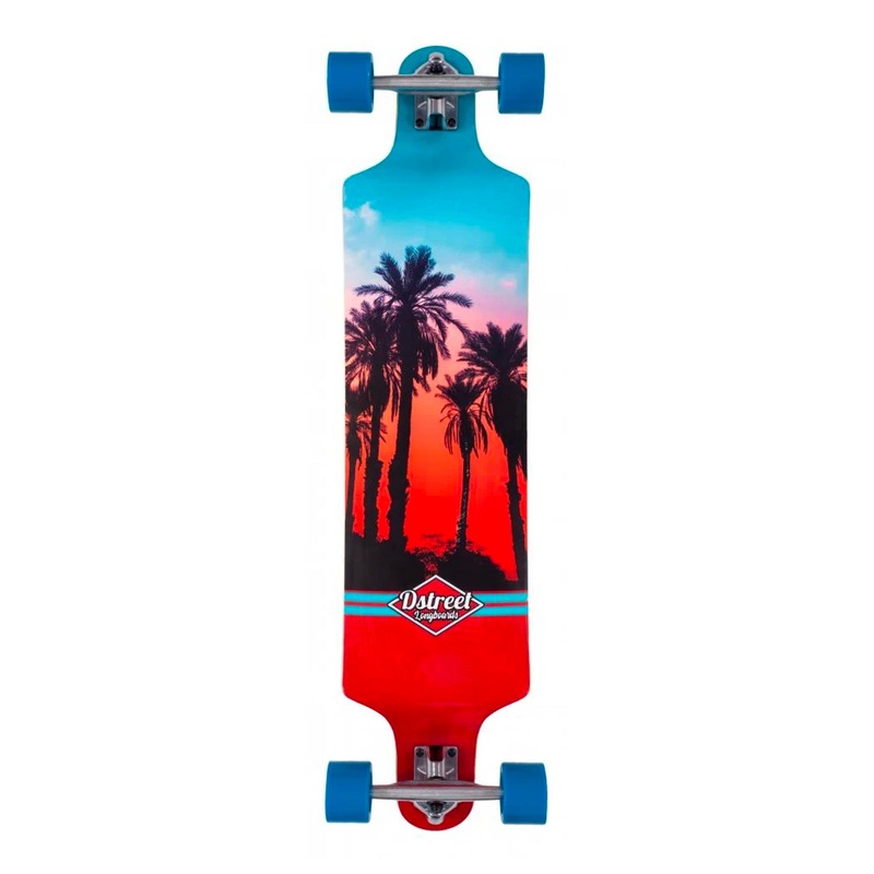 D Street Drop Down Hawaiian Longboard 39.5″ – Red / Blue