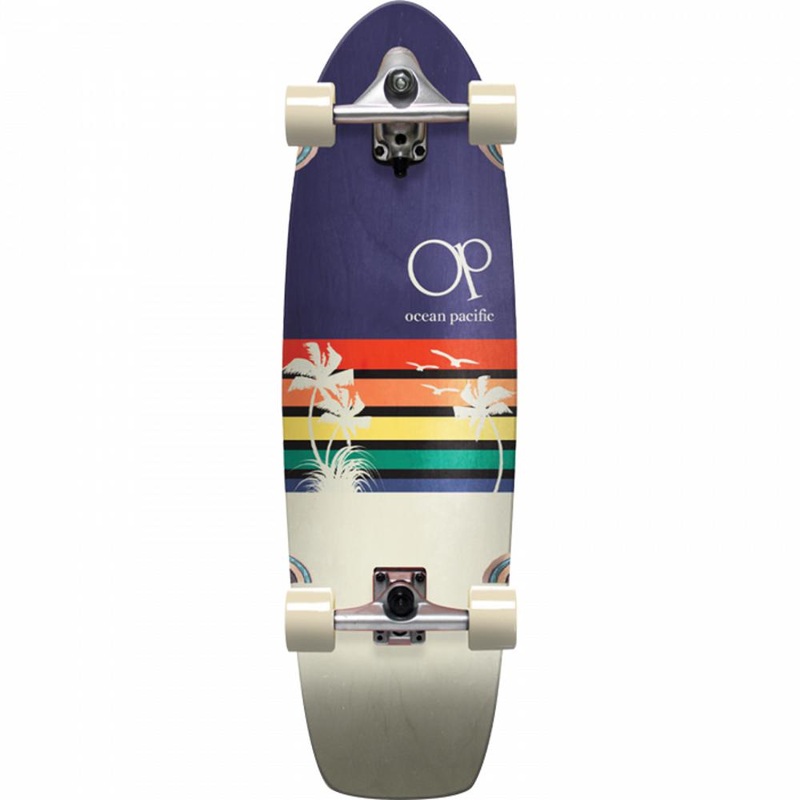Ocean Pacific Sunset Navy/Off-White 33″ Surfskate Cruiser Longboard Complete