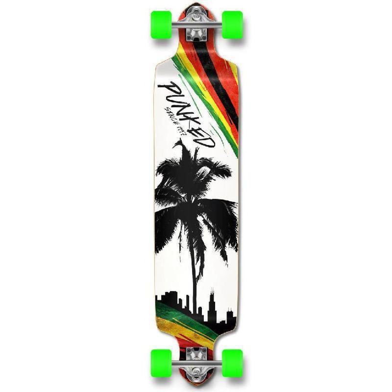 Punked Palm City Rasta Drop Down Longboard Complete