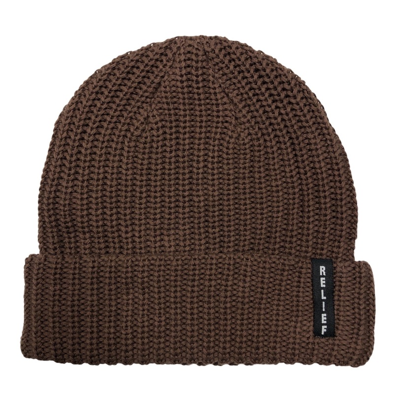 RELIEF COTTON KNIT CUFFED BEANIE BROWN OS Brown