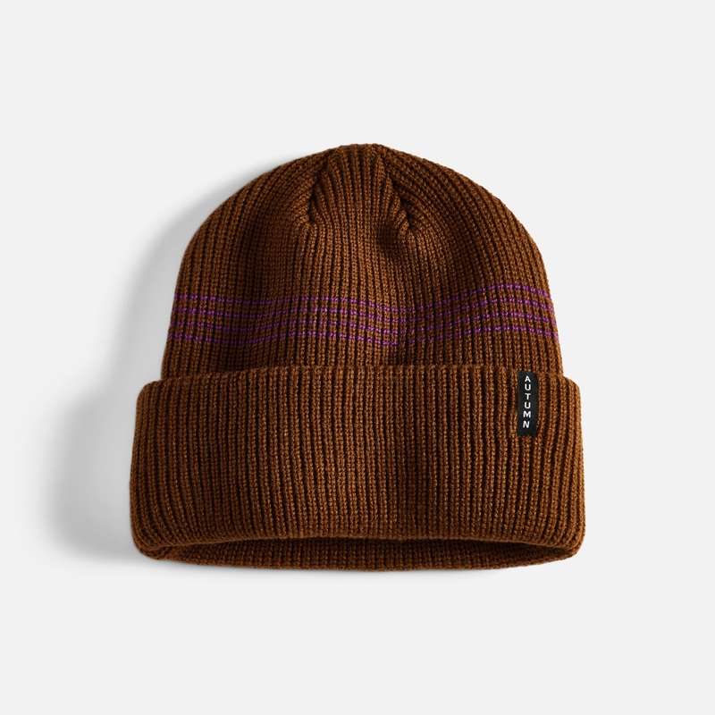 Autumn Select Mini Stripe Beanie Brown/Iris