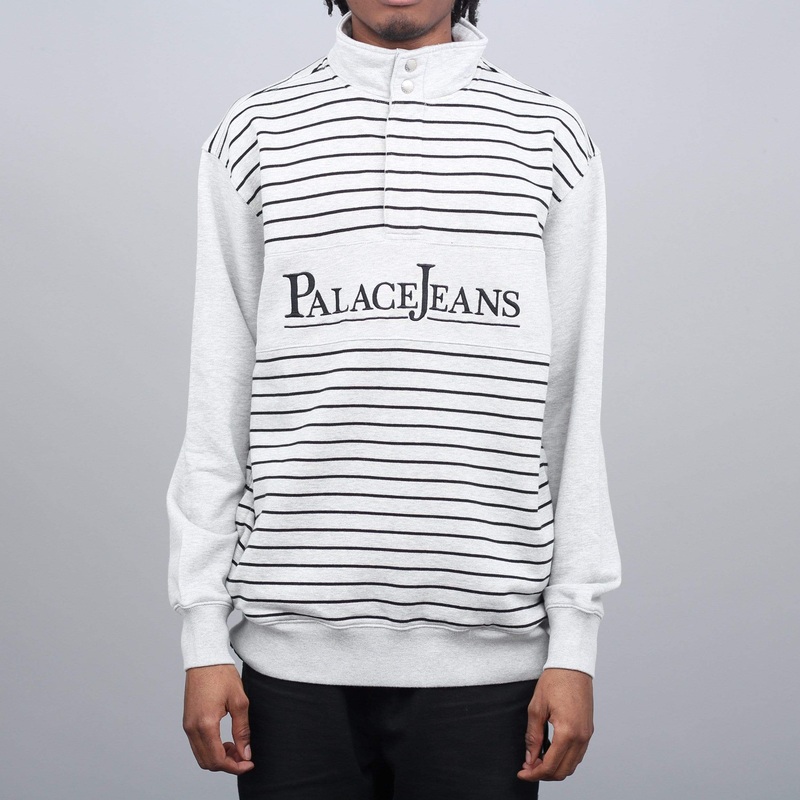 Palace PJ Popper Neck Crew Grey Marl Small