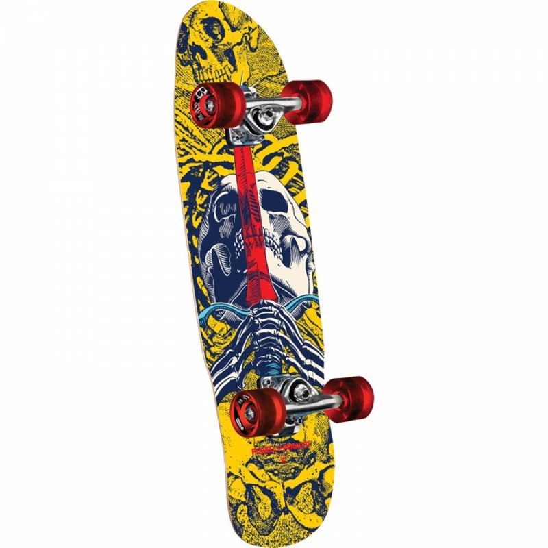 Powell Peralta Skull And Sword Mini 8.0″ Yellow/Blue Skateboard