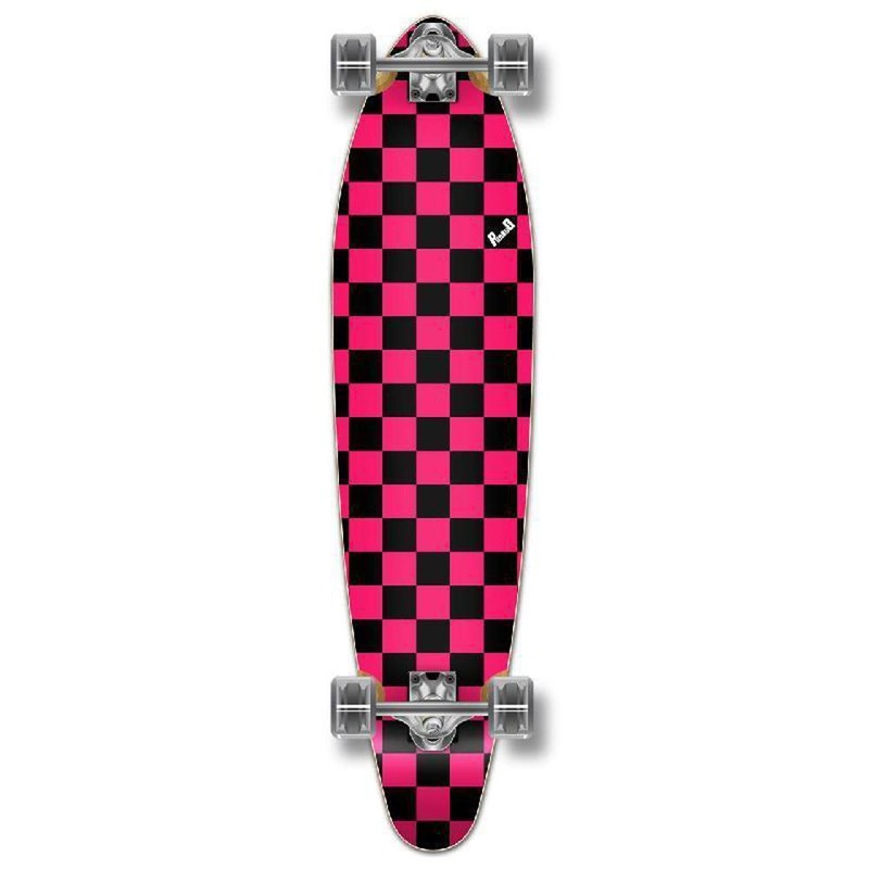 Punked Checkered Pink Kicktail Longboard Complete