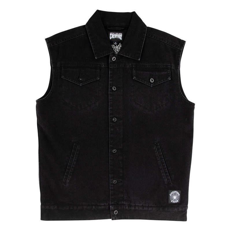 Resurrection Mens Creature Denim Vest Black S