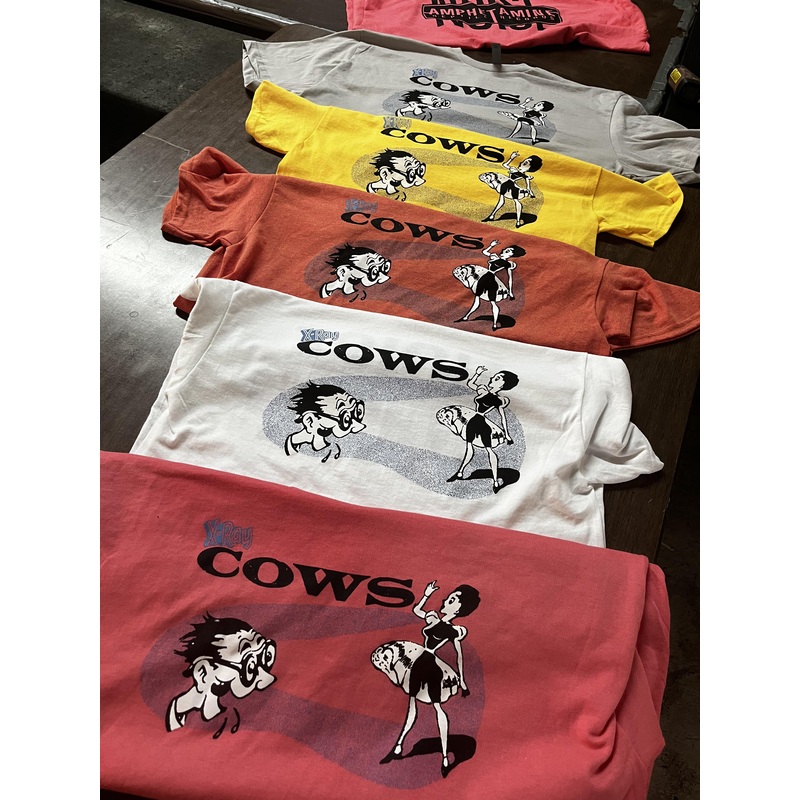 COWS “X-Ray Glasses” T-Shirt w/ AmRep NOISE back logo Small Coral