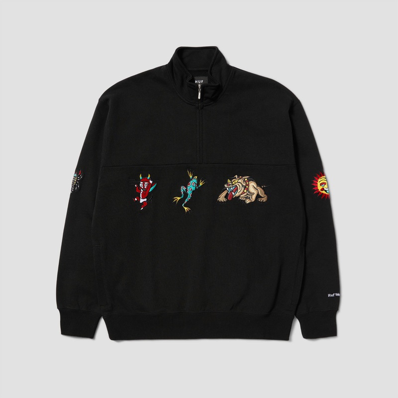 HUF Bledsoe Quarter Zip Fleece Crew Black Small