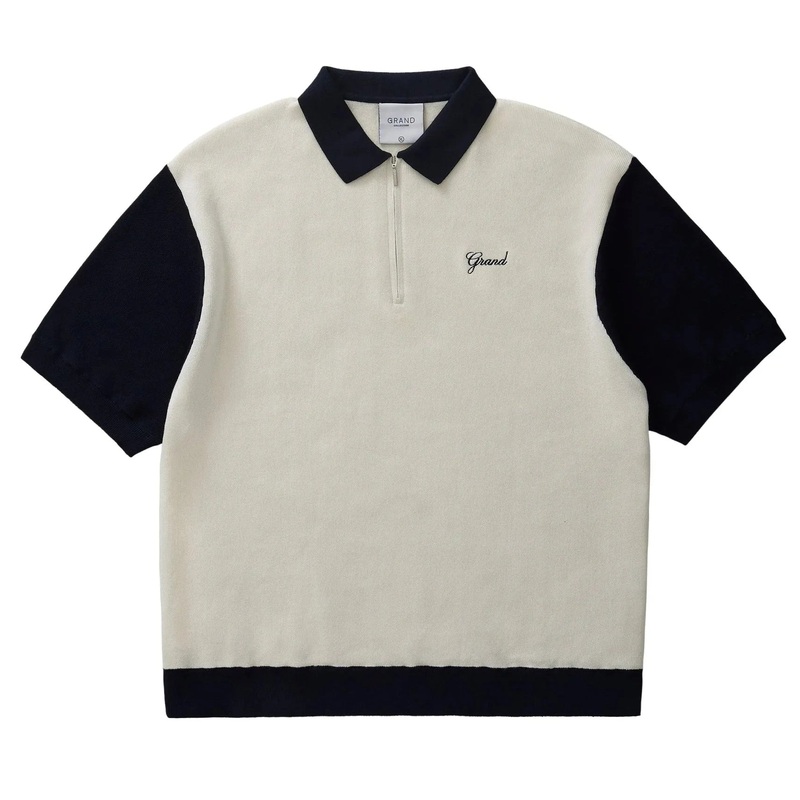 Grand Knit Quarter Zip Midnight Navy/Off White M