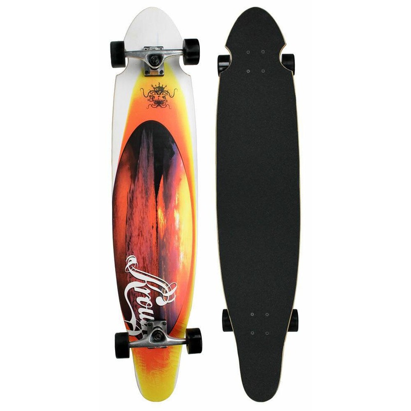 Krown Orange Sunset 43″ Kicktail Longboard Complete