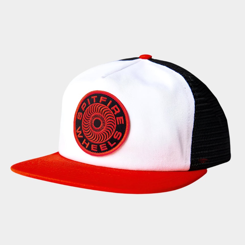 Spitfire Classic 87′ Swirl Snapback Hat – White / Red / Black