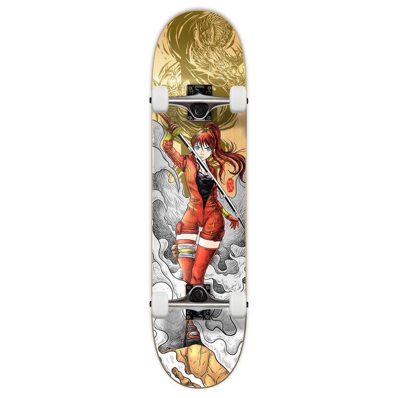 Yocaher Girl Samurai Gold Dragon 7.75″ Skateboard – Samurai Series Complete