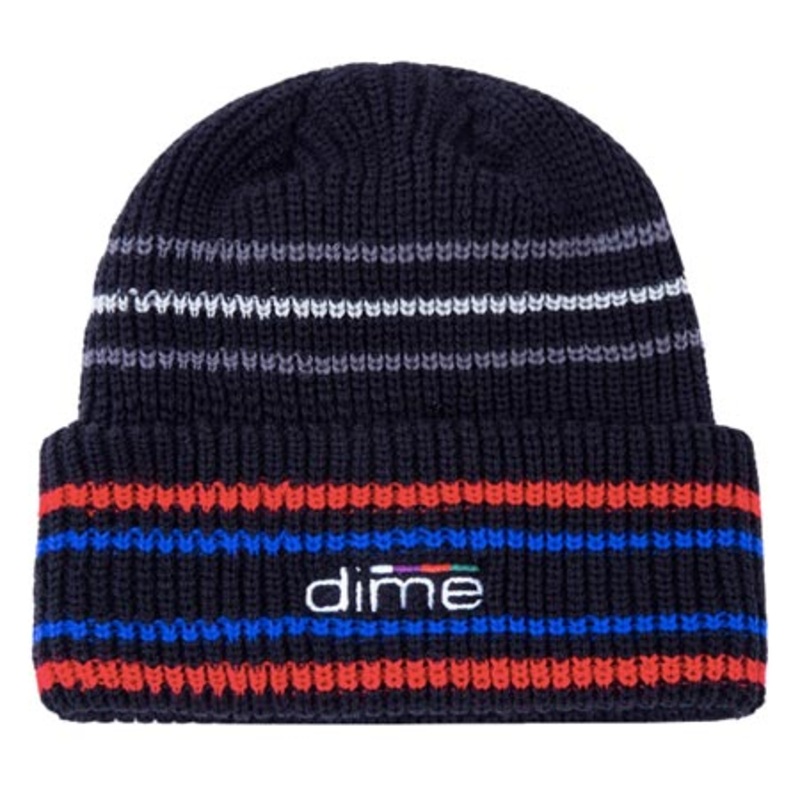 Dime Striped Beanie Black One size fits all
