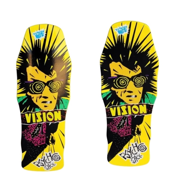 DOUBLE TAKE Vision Psycho Stick Skateboard Deck – Clear Spray Grip