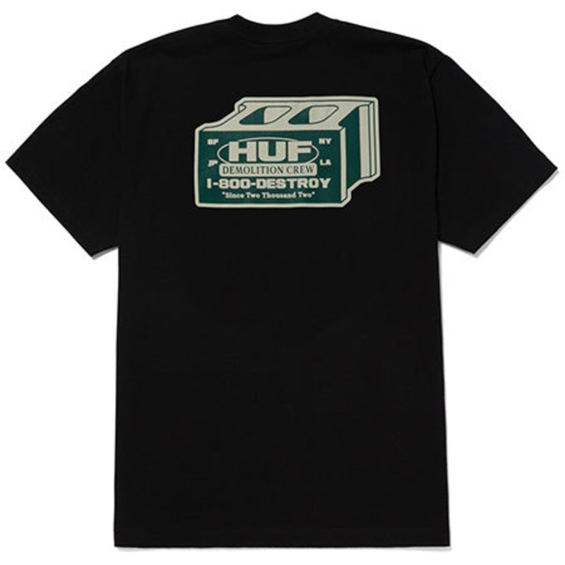 HUF Demolition Crew T Shirt Black Extra Large