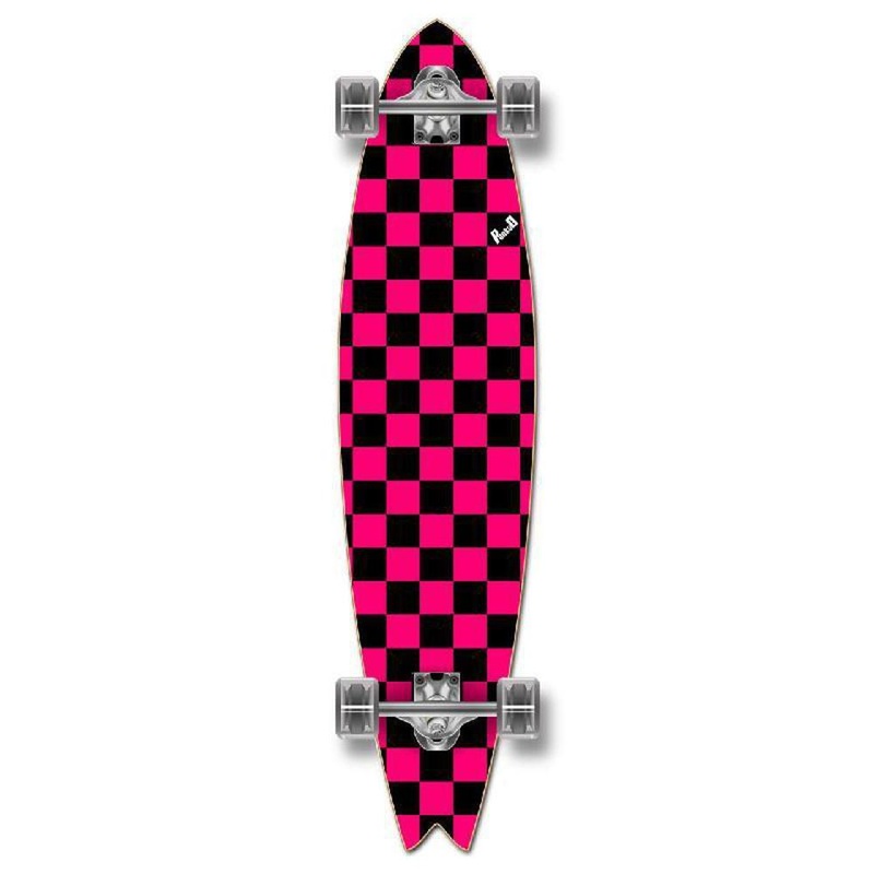 Punked Checkered Pink Fishtail Longboard Complete