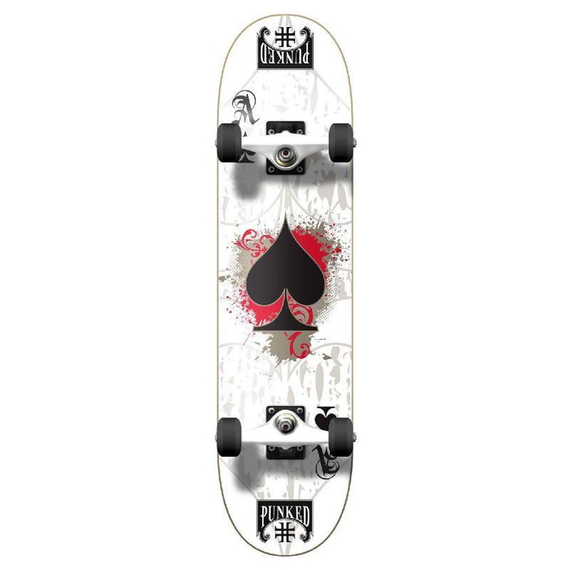Punked Graphic Ace White Complete Skateboard Complete
