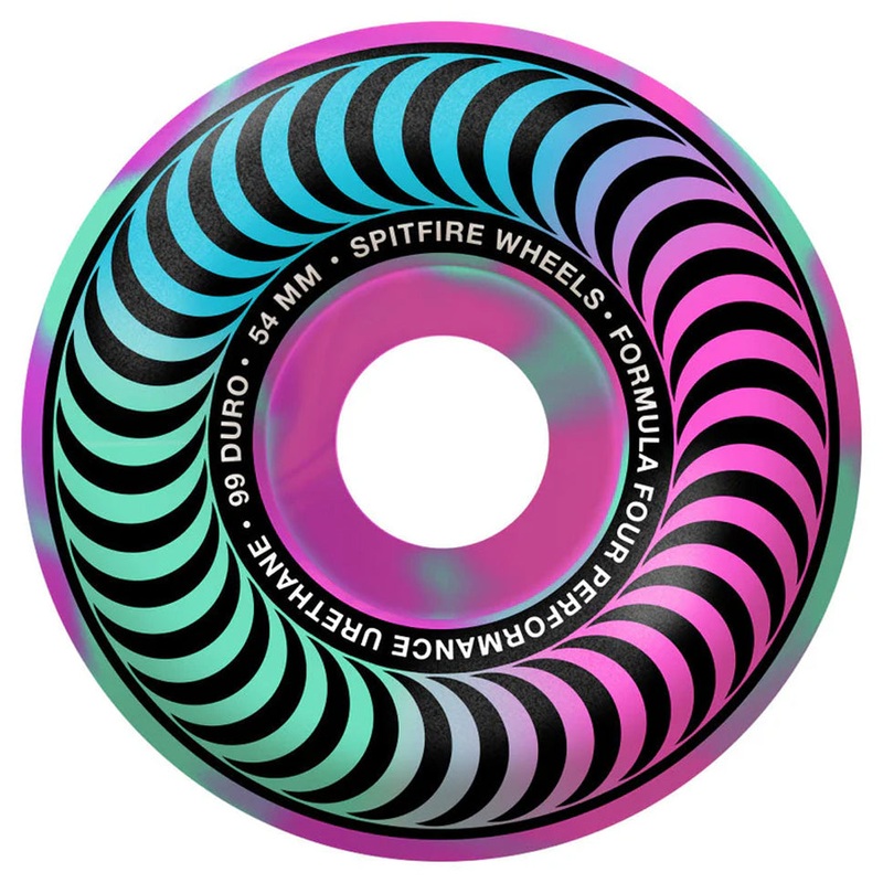 Spitfire Formula Four 99D Classic Swirl Wheels Pink/ Teal 54mm