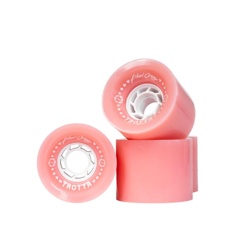 Blood Orange Colr Trotta Pro Series 74mm, 78a Longboard Wheels – Pink with White Core 70mm Pink