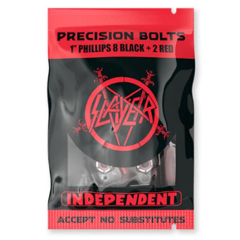 Independent X Slayer Phillips Pentagram Bolts Hardware Black, Red 1″ with Tool 1.0″