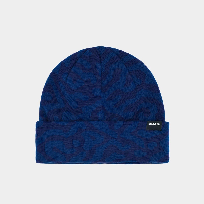 Quasi Worm Jacquard Knit Beanie – Blue