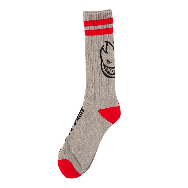 Spitfire Heads Up Sock – Heather Grey / Dark Red / Black