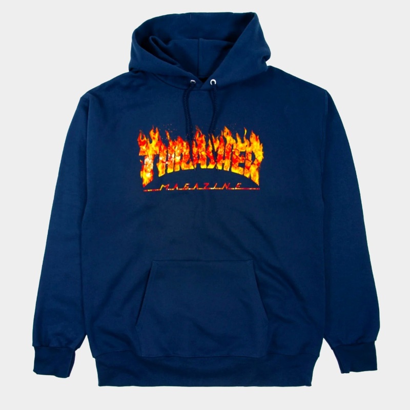 Thrasher Inferno Logo Hooded Sweat – Navy S