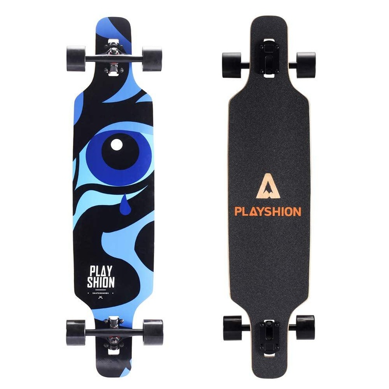 Playshion Blue Tear 39″ Drop Through Freestyle Longboard Skateboard Complete