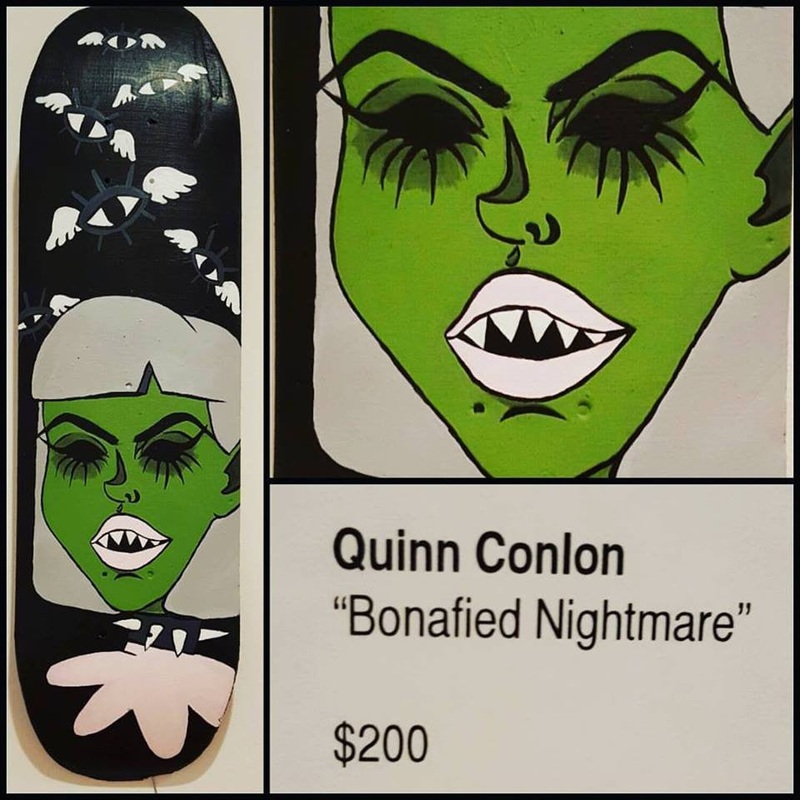 Quinn Conlon “Bonafied Nightmare” original art skateboard deck