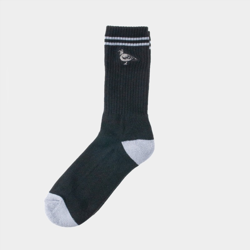 Anti Hero Basic Pidgeon Embroidered Socks – Black/ Grey
