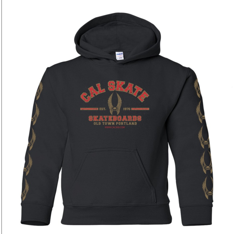Cal Skate “College-Hoody” Black/ Red and Gold Youth Large