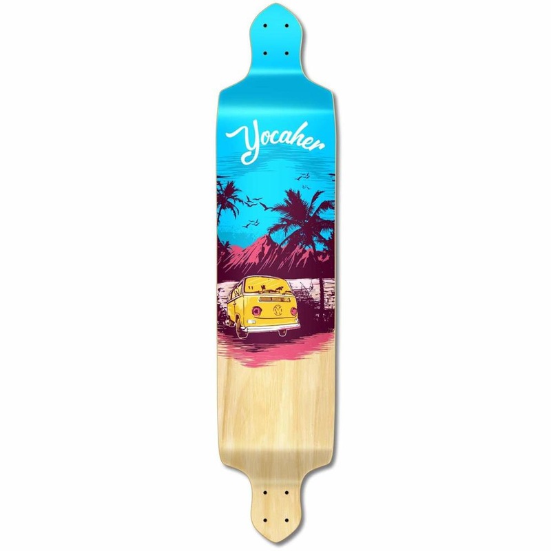 Punked Drop Down Longboard Deck –  VW Series – Blue N’ Red Deck