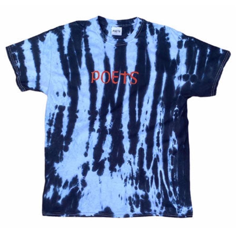 Poets Logo Lockup Tie-Dye T Shirt Blue/ Red Medium