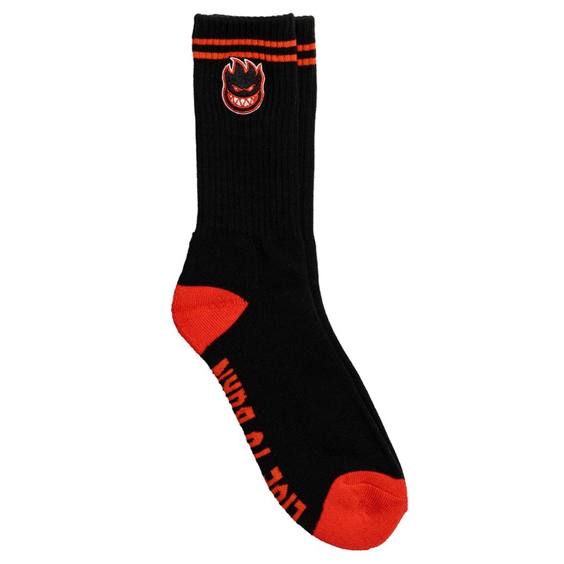 Spitfire Bighead Fill Embroidered Crew Socks Black One Size Fits All