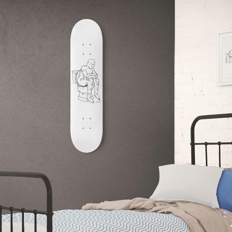 The Thinker White 8.25″ Custom Skateboard or Wall Art Deck Only No wall hangers