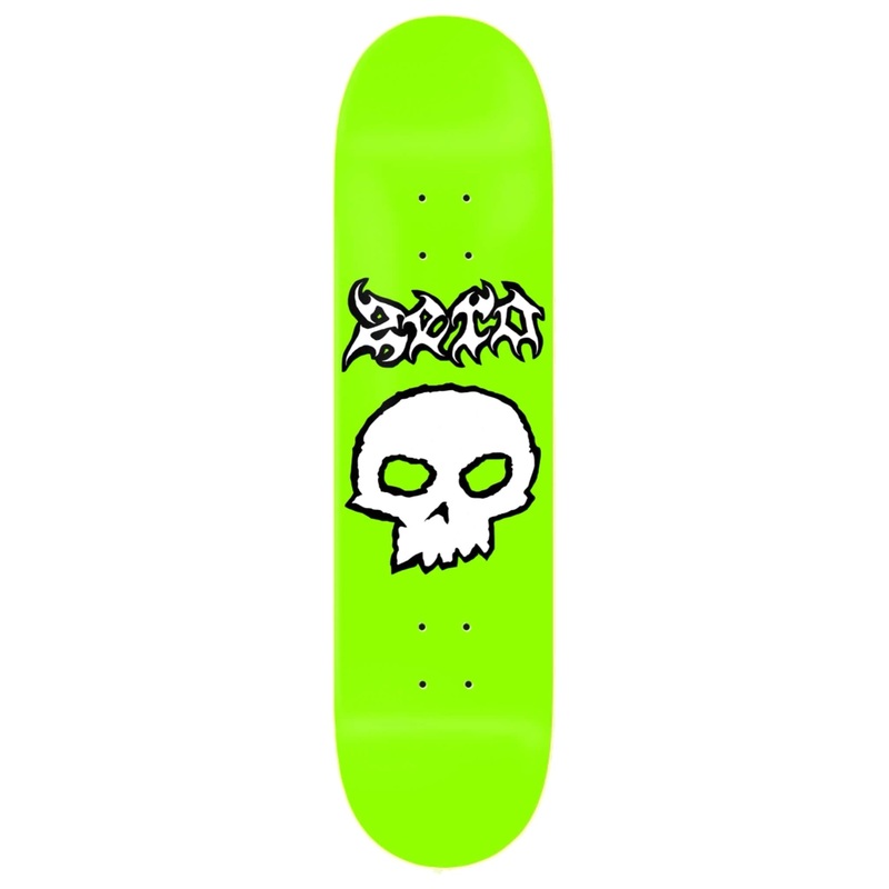 ZERO SKATEBOARDS METAL SINGLE SKULL – NEON GREEN 8.5 DECK