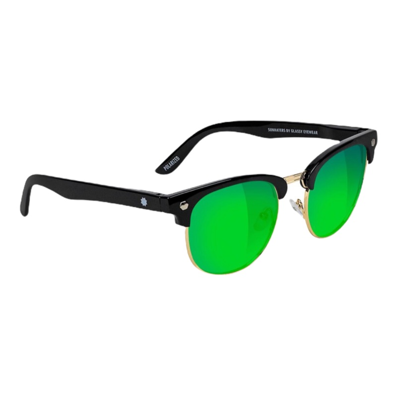 Glassy Morrison Polarized – Black/Green Mirror OS