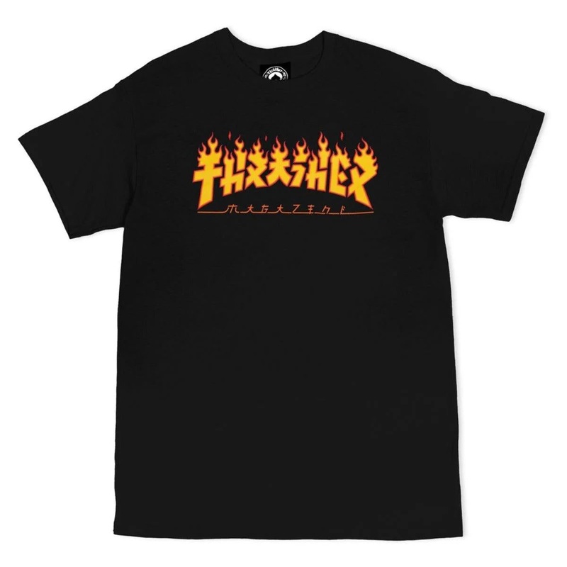 Thrasher Godzilla Flame Logo T-Shirt Black Small
