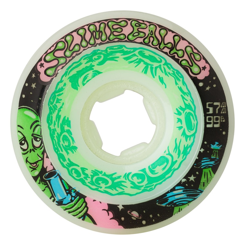 57mm Saucers 99a Slime Balls Skateboard Wheels White 57mm
