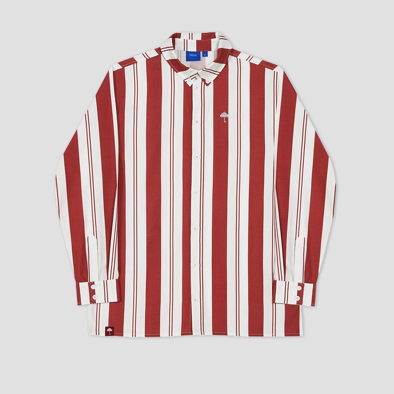 Helas Laba Long Sleeve Shirt White Burgundy Large