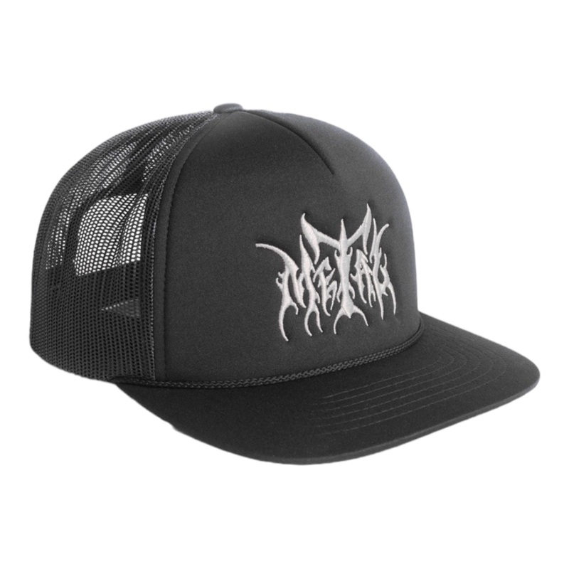 METAL LOGO TRUCKER HAT BLACK/WHITE OS