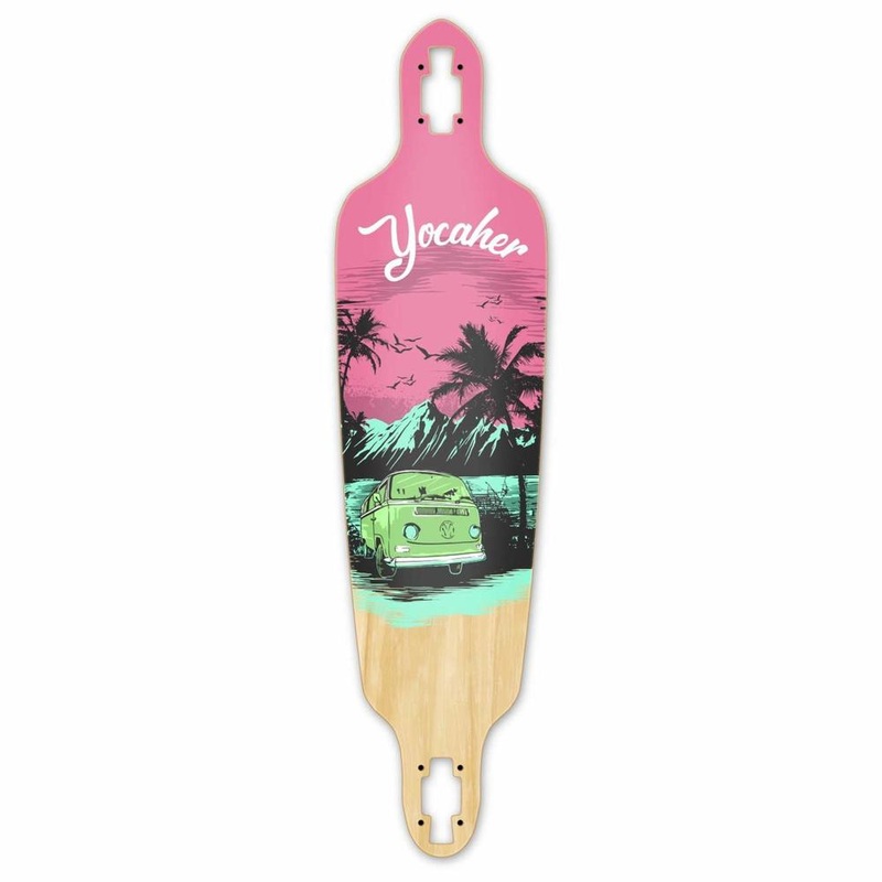 Punked Drop Through Longboard Deck – VW Series – Pink N’ Mint Deck