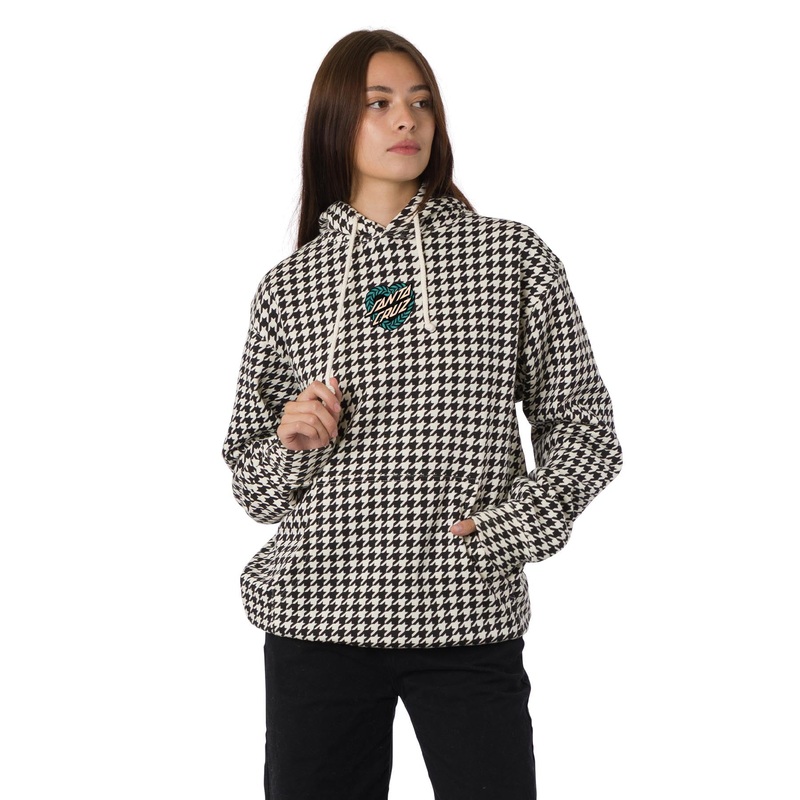 Santa Cruz Heart Wreath Mini P/O Womens Hooded Sweatshirt X-Small Houndstooth