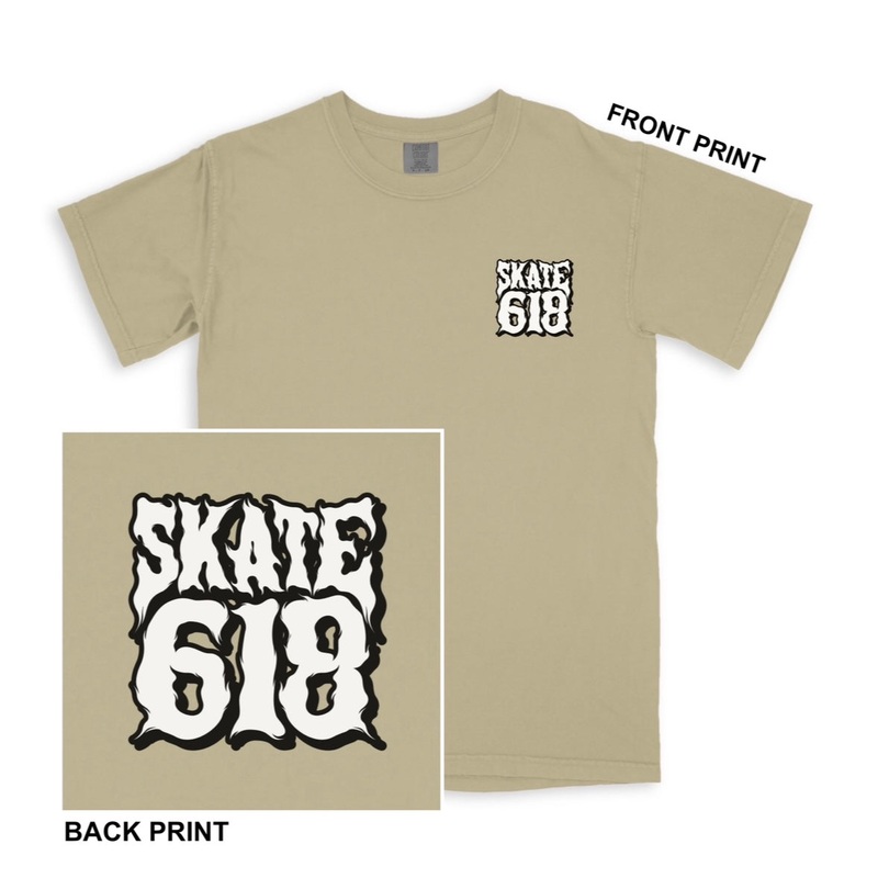 SKATE 618 Stacked Logo Khaki T-Shirt (CHOOSE SIZE) Small