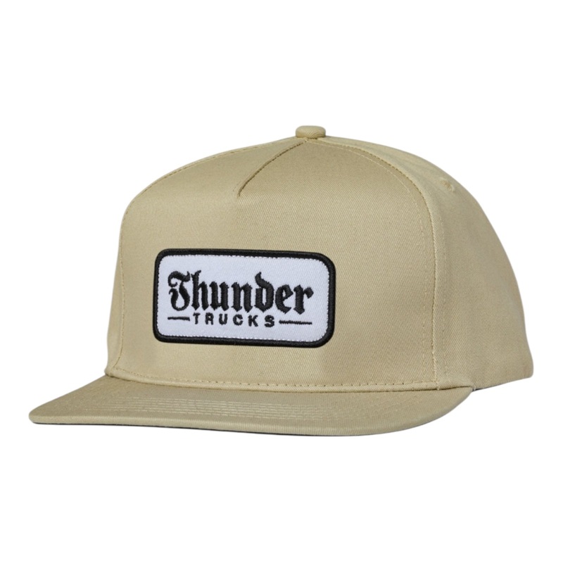 Thunder Script Patch Snapback Hat Tan OS