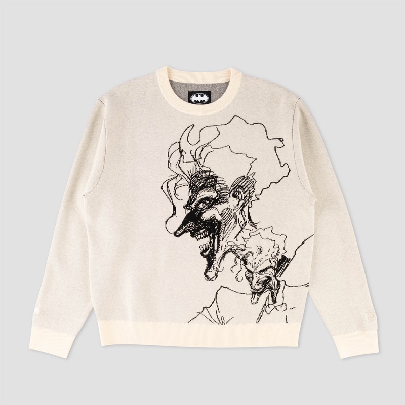 Welcome Joker Knit Crew Sweater Bone Small