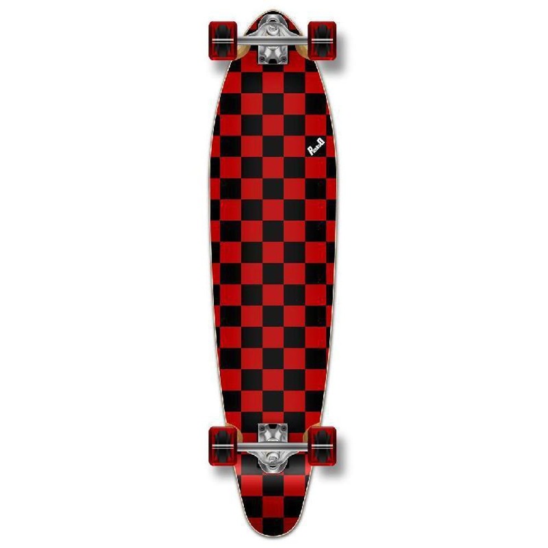 Punked Checkered 40″ Red Kicktail Longboard Complete