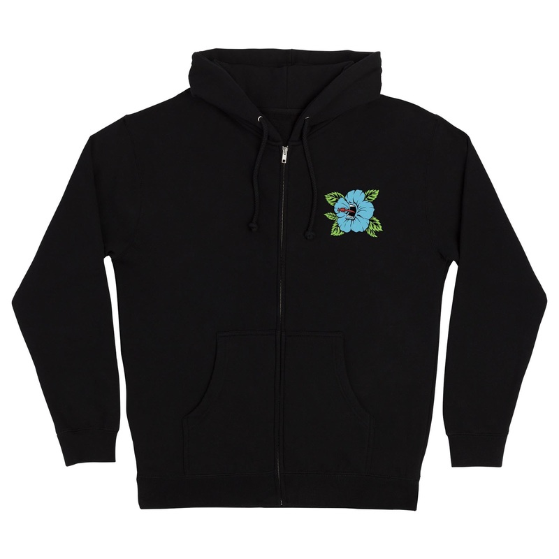 Screaming Hibiscus Dot Mens Santa Cruz Zip Hoodie Black S